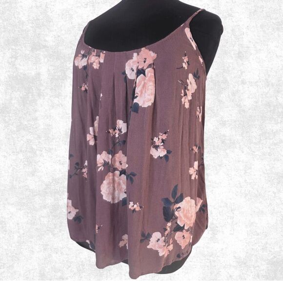 Torrid Mauve Floral Gauze Swing Tank Top – Plus Size 1 (14–16) | Lightweight Sle - Picture 4 of 6